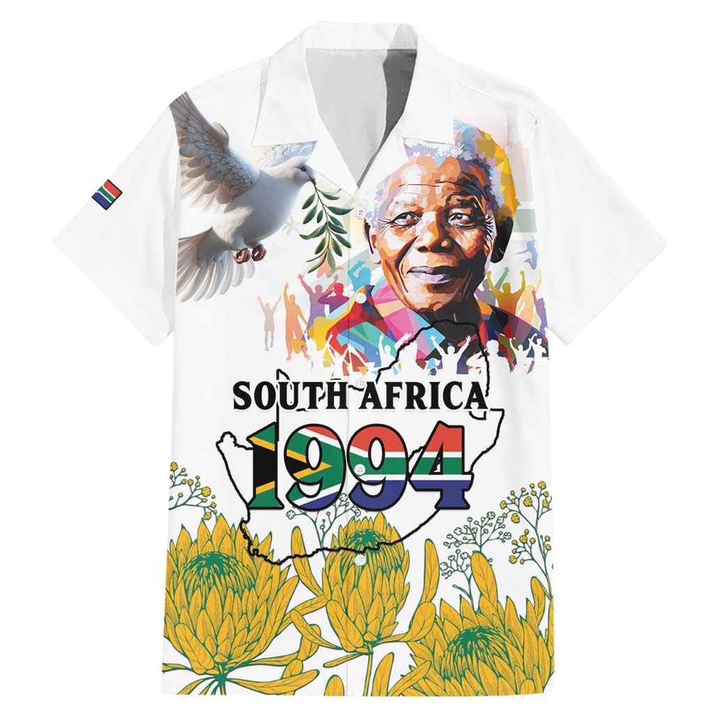 Happy South Africa Freedom Day Family Matching Mermaid Dress and Hawaiian Shirt Nelson Mandela With Protea