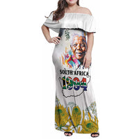Happy South Africa Freedom Day Family Matching Off Shoulder Maxi Dress and Hawaiian Shirt Nelson Mandela With Protea