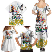 Happy South Africa Freedom Day Family Matching Summer Maxi Dress and Hawaiian Shirt Nelson Mandela With Protea
