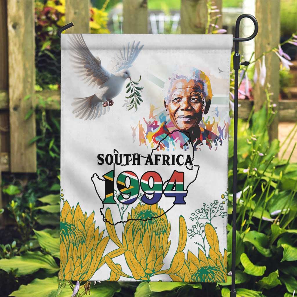 Happy South Africa Freedom Day Garden Flag Nelson Mandela With Protea