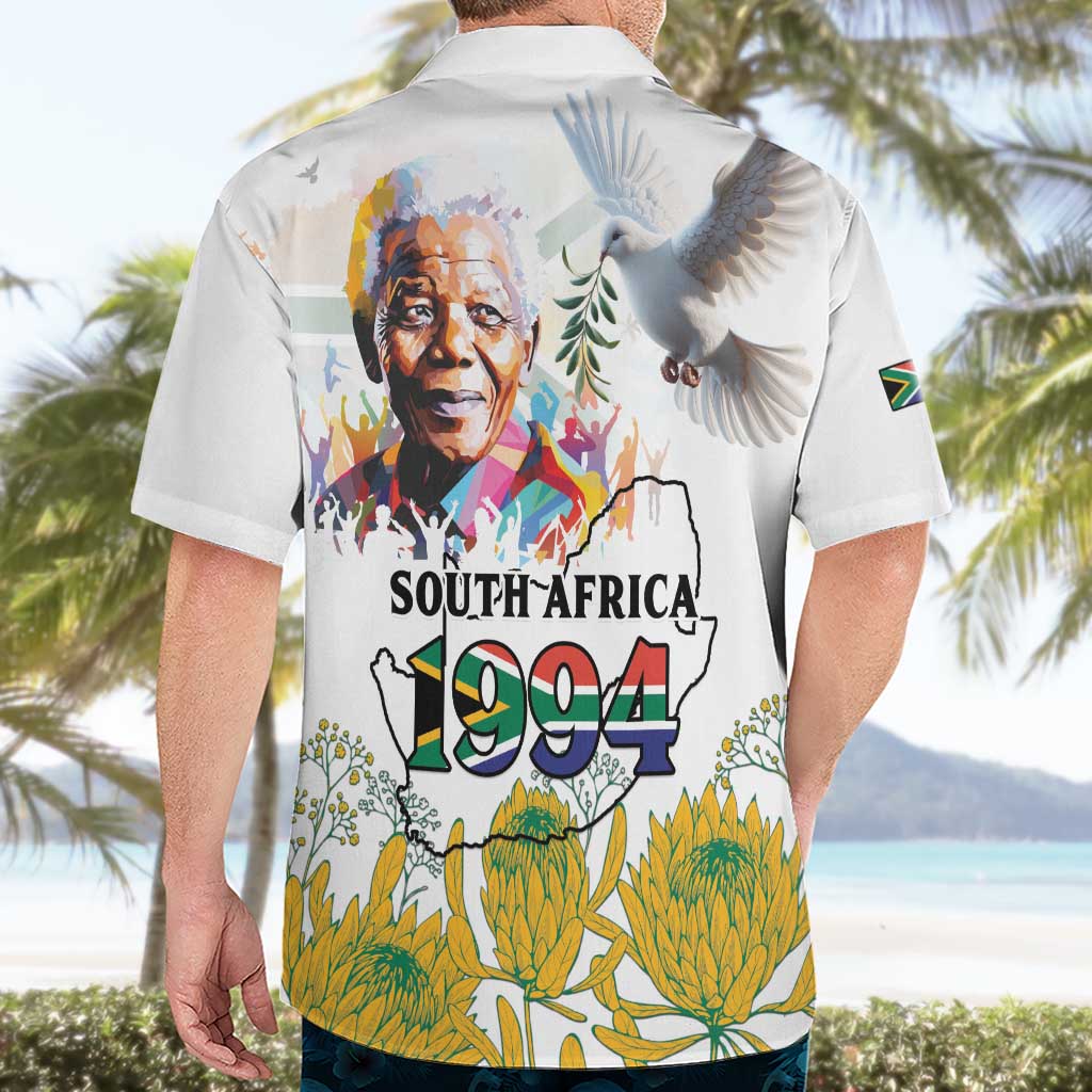 Happy South Africa Freedom Day Hawaiian Shirt Nelson Mandela With Protea