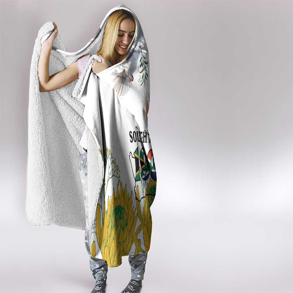 Happy South Africa Freedom Day Hooded Blanket Nelson Mandela With Protea