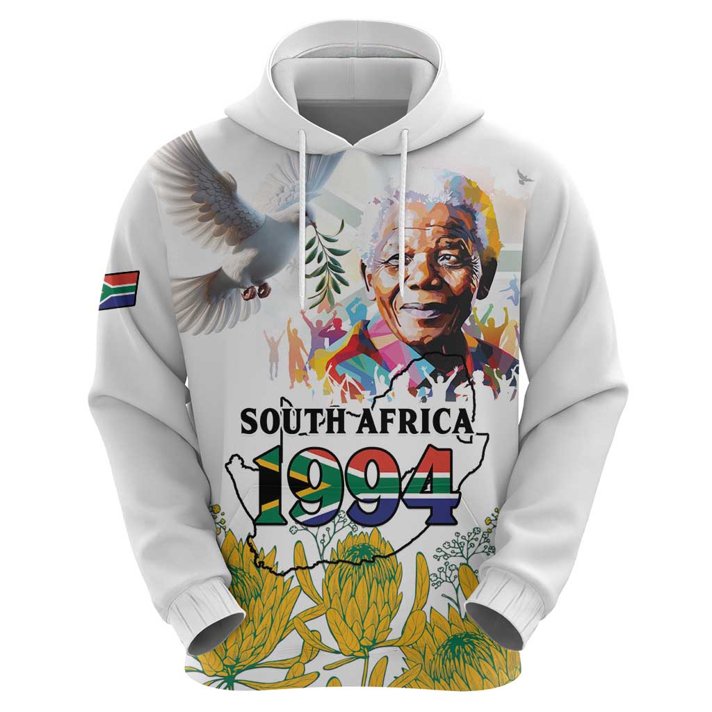 Happy South Africa Freedom Day Hoodie Nelson Mandela With Protea