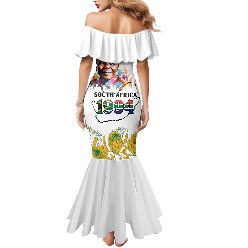 Happy South Africa Freedom Day Mermaid Dress Nelson Mandela With Protea