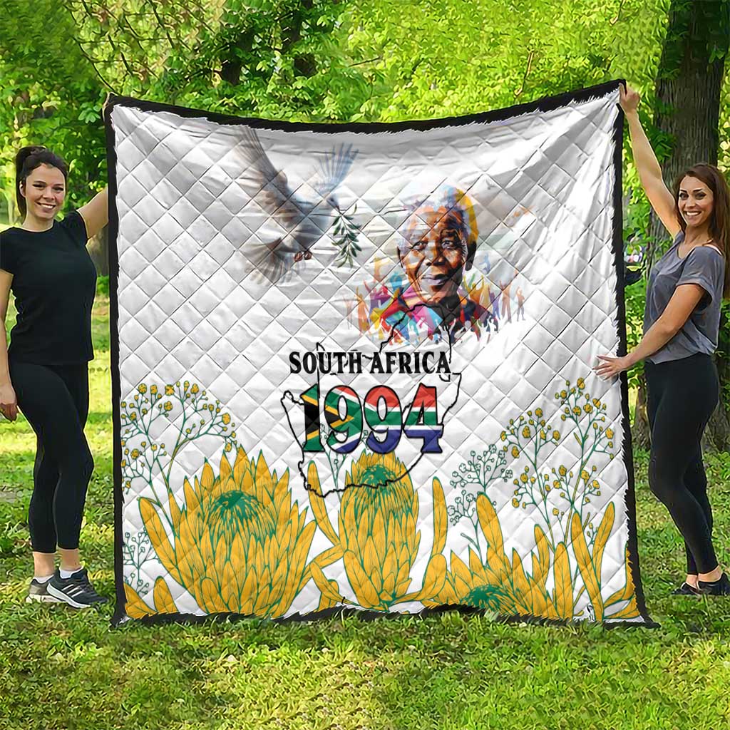 Happy South Africa Freedom Day Quilt Nelson Mandela With Protea