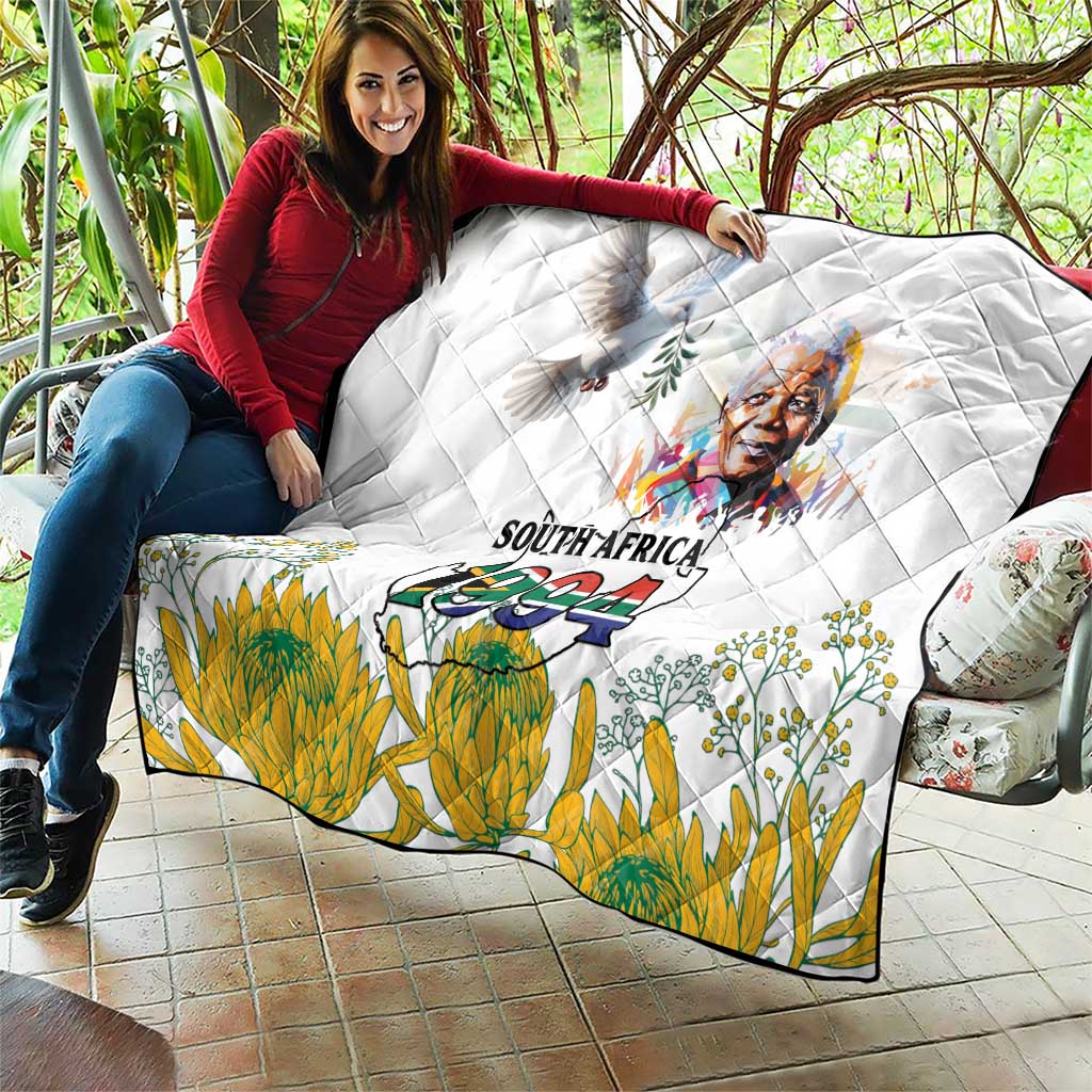 Happy South Africa Freedom Day Quilt Nelson Mandela With Protea