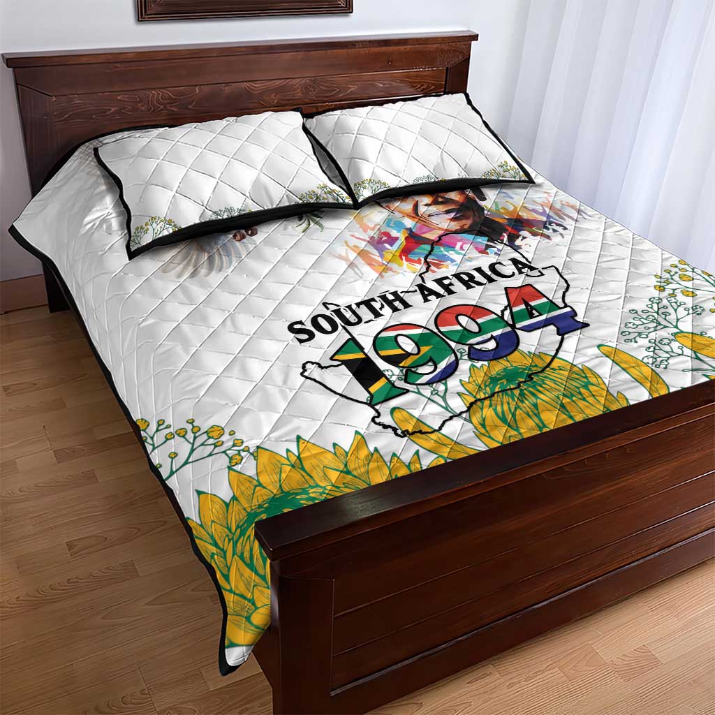 Happy South Africa Freedom Day Quilt Bed Set Nelson Mandela With Protea