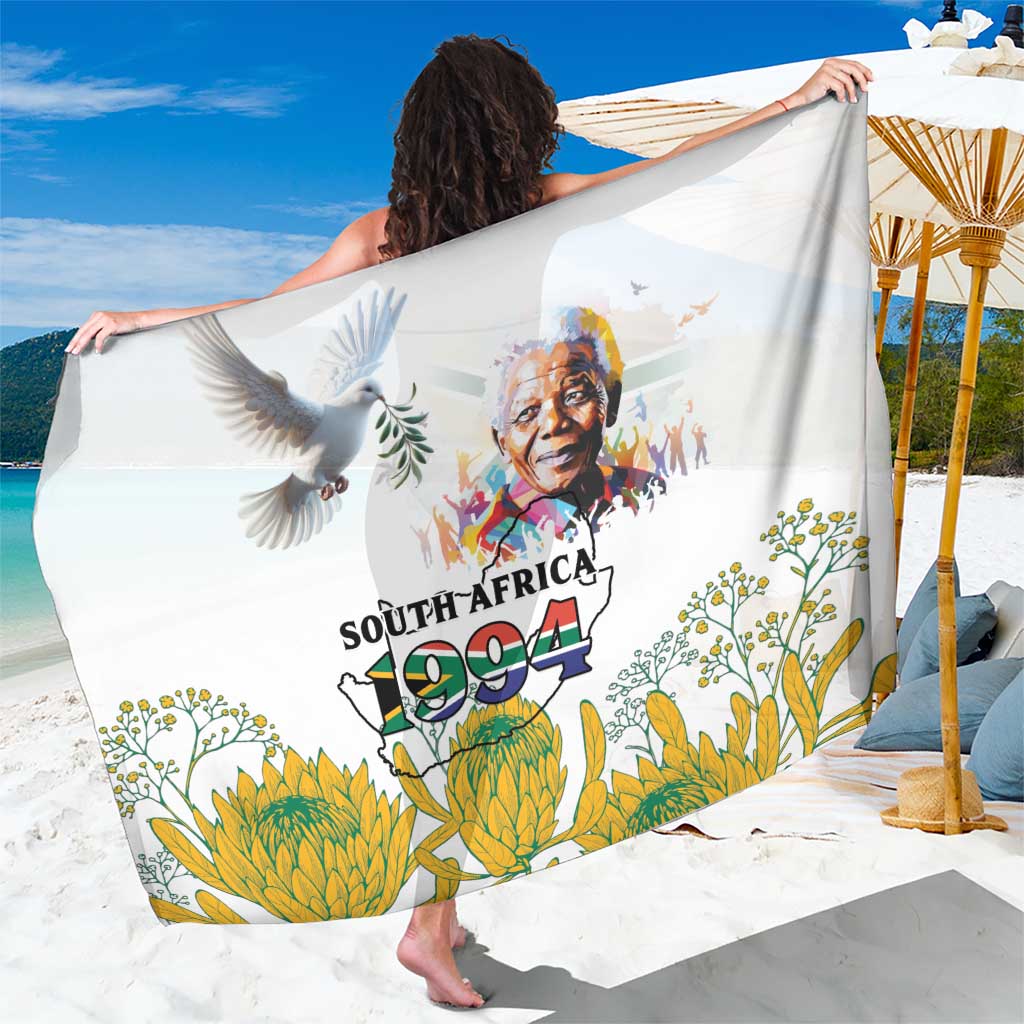 Happy South Africa Freedom Day Sarong Nelson Mandela With Protea