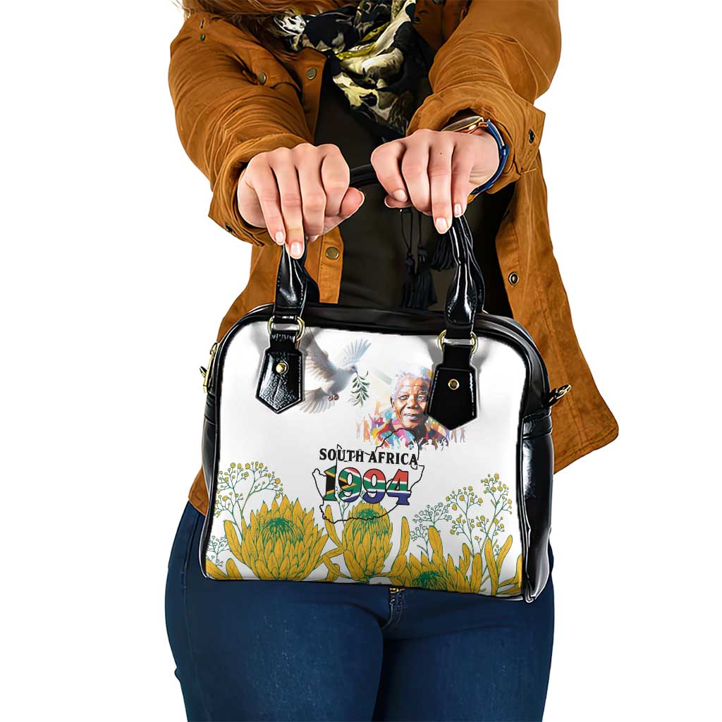 Happy South Africa Freedom Day Shoulder Handbag Nelson Mandela With Protea