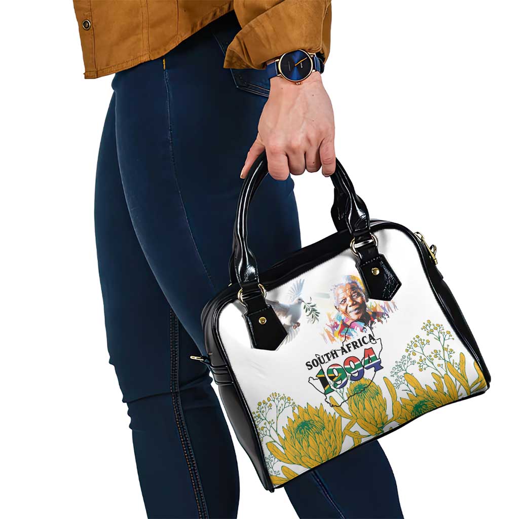Happy South Africa Freedom Day Shoulder Handbag Nelson Mandela With Protea