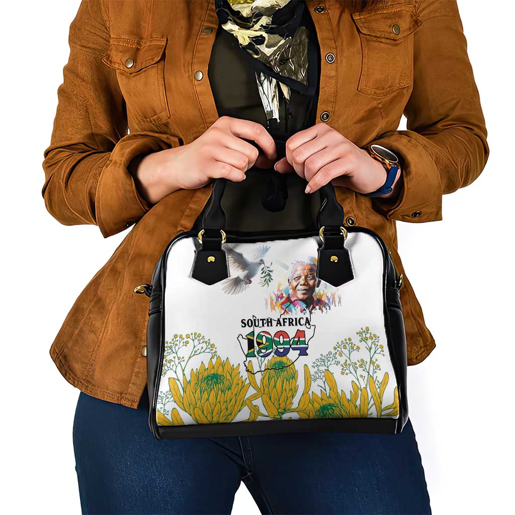 Happy South Africa Freedom Day Shoulder Handbag Nelson Mandela With Protea