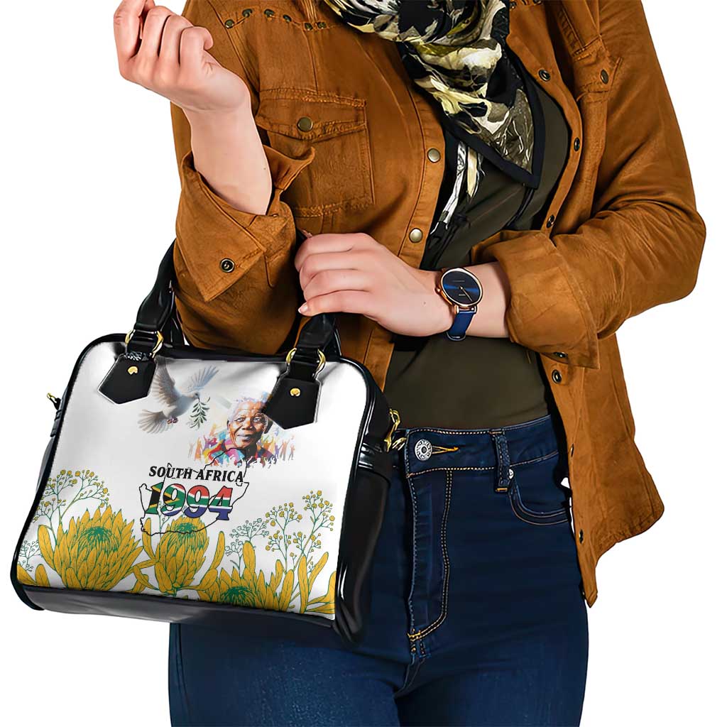 Happy South Africa Freedom Day Shoulder Handbag Nelson Mandela With Protea