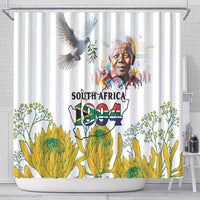 Happy South Africa Freedom Day Shower Curtain Nelson Mandela With Protea