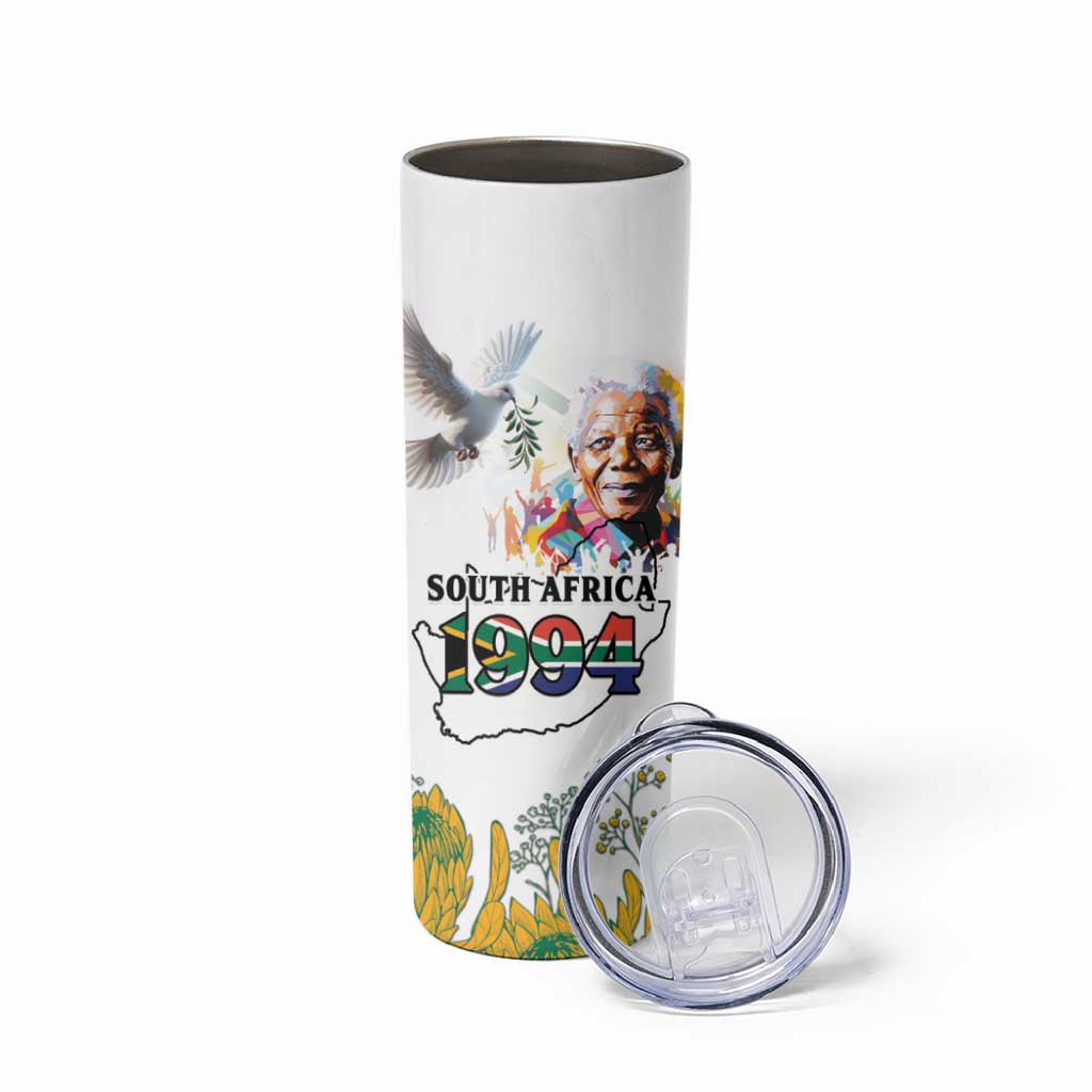 Happy South Africa Freedom Day Skinny Tumbler Nelson Mandela With Protea