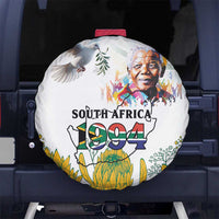 Happy South Africa Freedom Day Spare Tire Cover Nelson Mandela With Protea