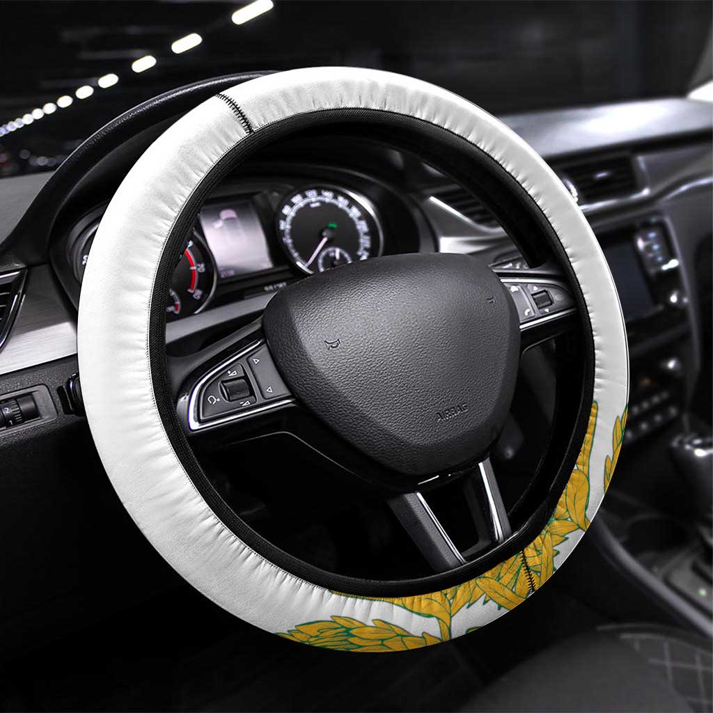 Happy South Africa Freedom Day Steering Wheel Cover Nelson Mandela With Protea
