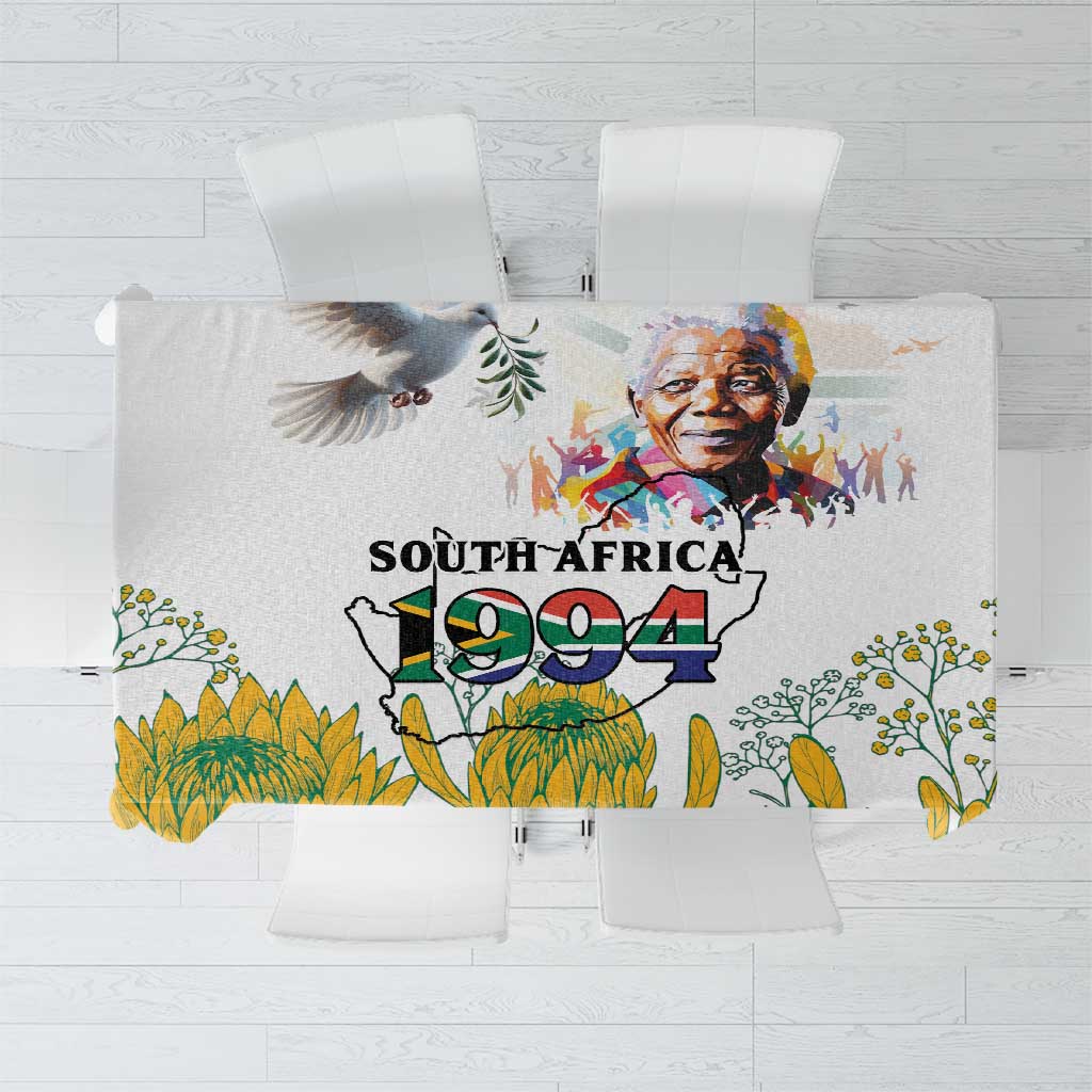 Happy South Africa Freedom Day Tablecloth Nelson Mandela With Protea