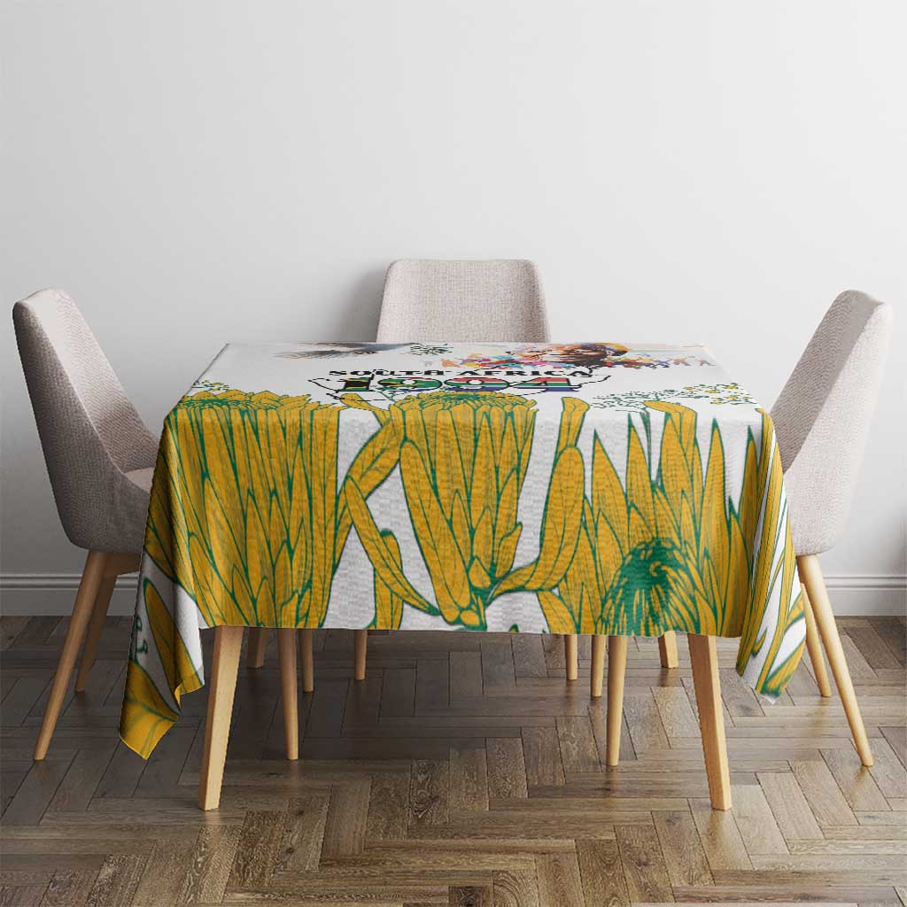 Happy South Africa Freedom Day Tablecloth Nelson Mandela With Protea