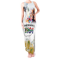 Happy South Africa Freedom Day Tank Maxi Dress Nelson Mandela With Protea