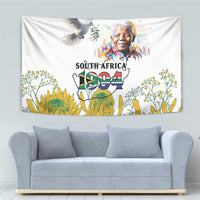 Happy South Africa Freedom Day Tapestry Nelson Mandela With Protea