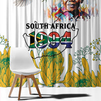 Happy South Africa Freedom Day Window Curtain Nelson Mandela With Protea