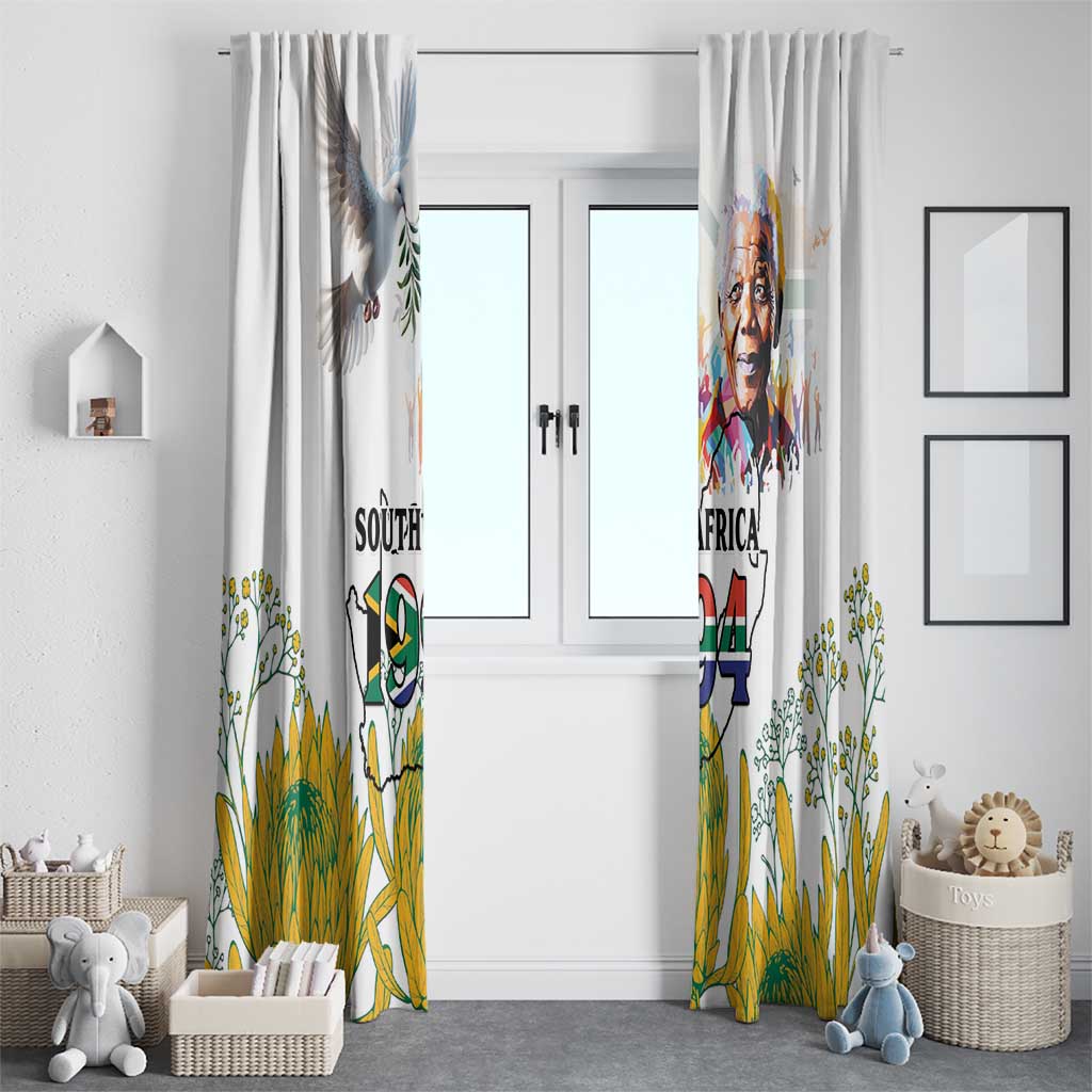 Happy South Africa Freedom Day Window Curtain Nelson Mandela With Protea