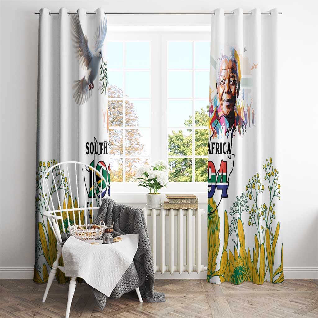 Happy South Africa Freedom Day Window Curtain Nelson Mandela With Protea