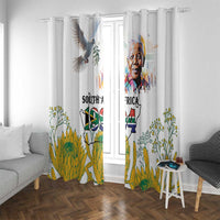 Happy South Africa Freedom Day Window Curtain Nelson Mandela With Protea