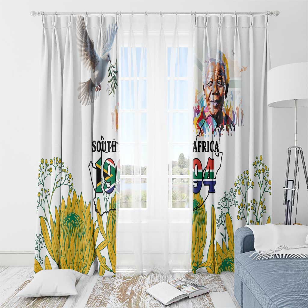 Happy South Africa Freedom Day Window Curtain Nelson Mandela With Protea