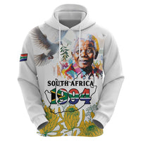 Happy South Africa Freedom Day Zip Hoodie Nelson Mandela With Protea
