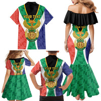 Personalised South Africa Family Matching Mermaid Dress and Hawaiian Shirt Coat Of Arms Flag Style