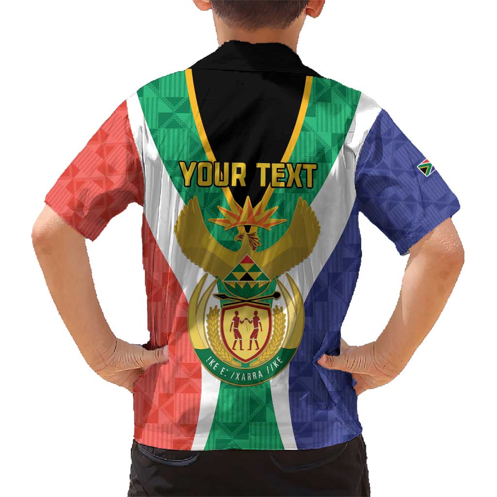 Personalised South Africa Family Matching Short Sleeve Bodycon Dress and Hawaiian Shirt Coat Of Arms Flag Style