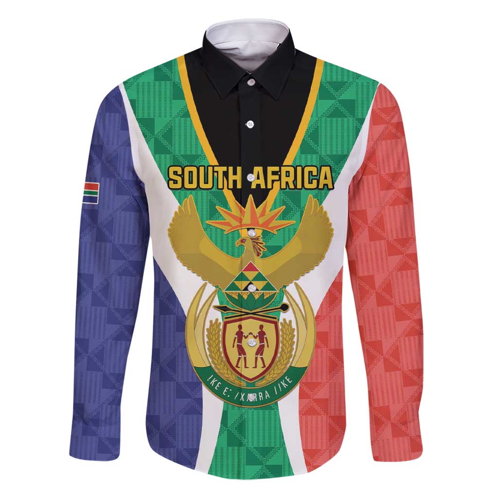 Personalised South Africa Family Matching Short Sleeve Bodycon Dress and Hawaiian Shirt Coat Of Arms Flag Style