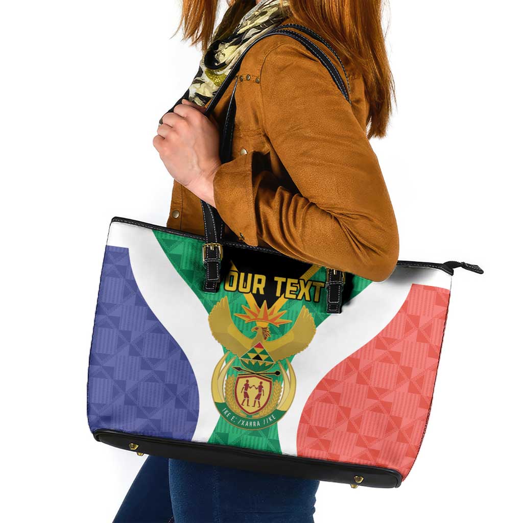 Personalised South Africa Leather Tote Bag Coat Of Arms Flag Style