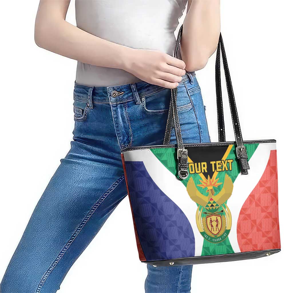 Personalised South Africa Leather Tote Bag Coat Of Arms Flag Style