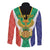 Personalised South Africa Long Sleeve Button Shirt Coat Of Arms Flag Style