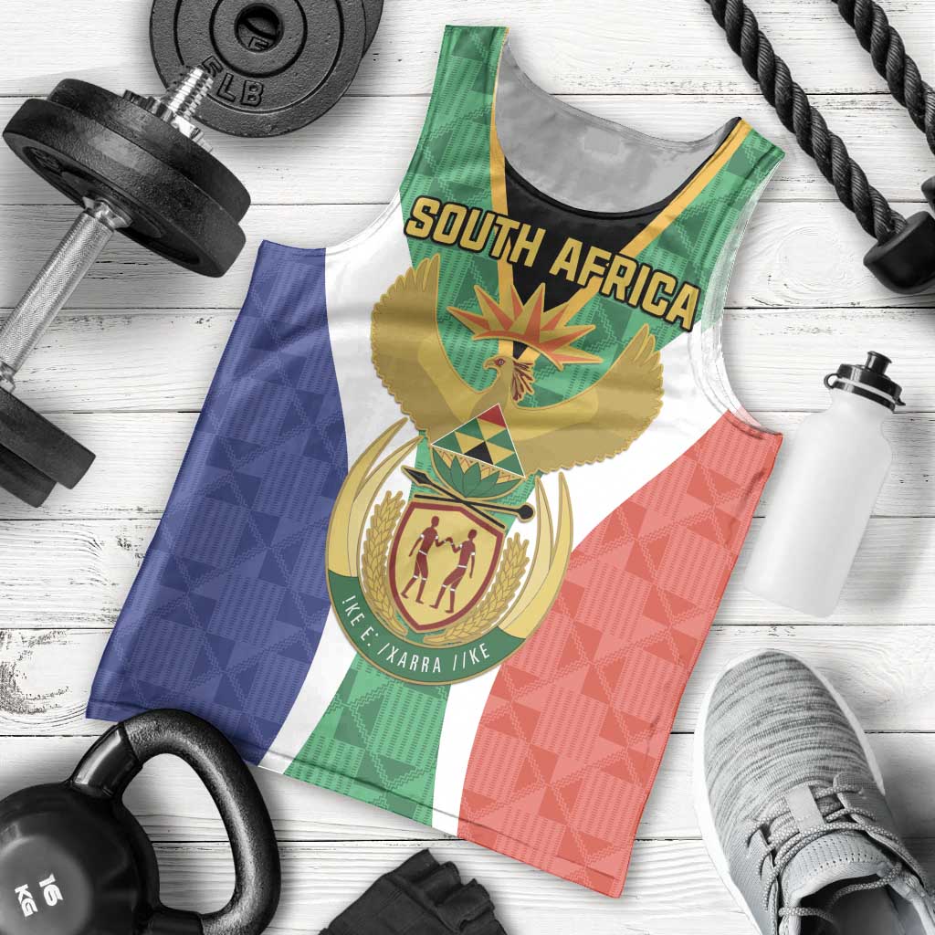 Personalised South Africa Men Tank Top Coat Of Arms Flag Style