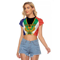 Personalised South Africa Raglan Cropped T Shirt Coat Of Arms Flag Style