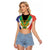 Personalised South Africa Raglan Cropped T Shirt Coat Of Arms Flag Style