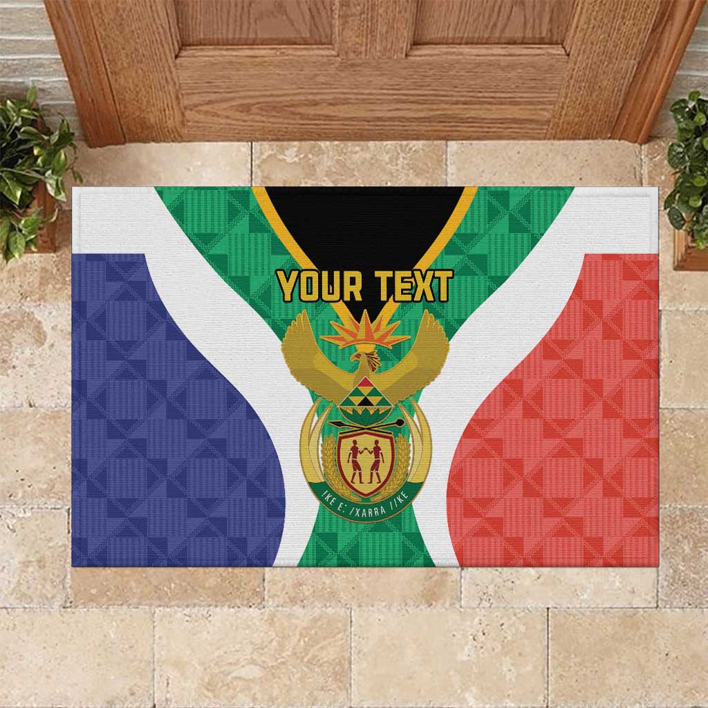 Personalised South Africa Rubber Doormat Coat Of Arms Flag Style