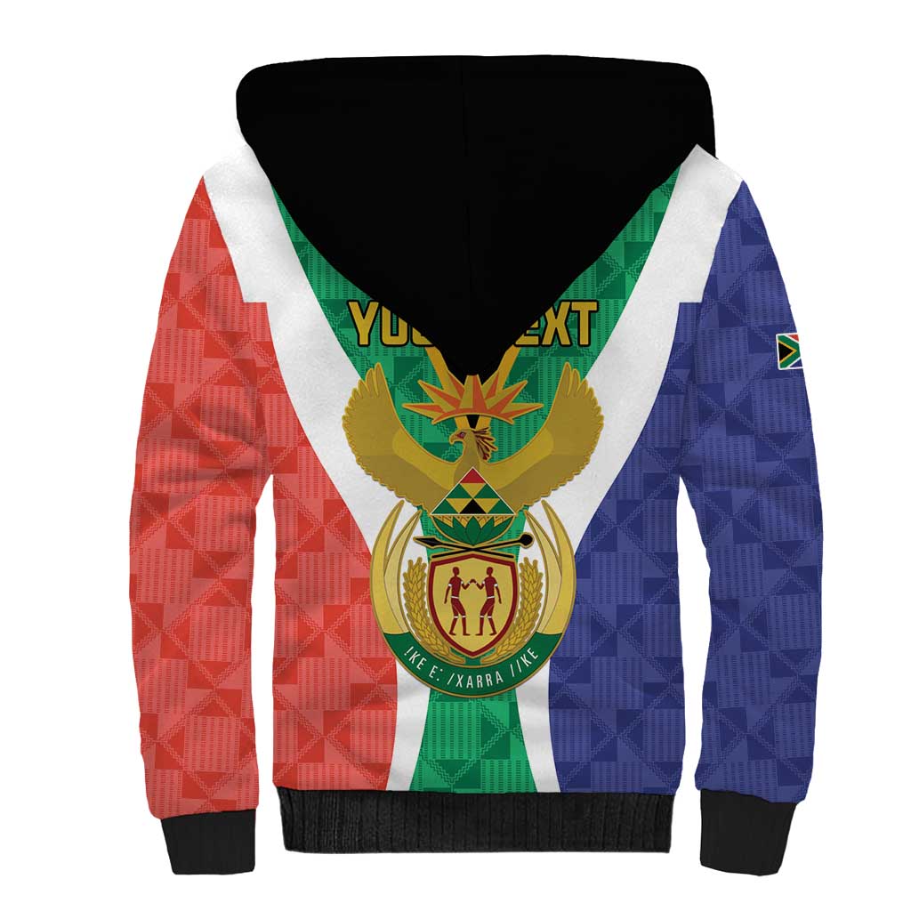 Personalised South Africa Sherpa Hoodie Coat Of Arms Flag Style