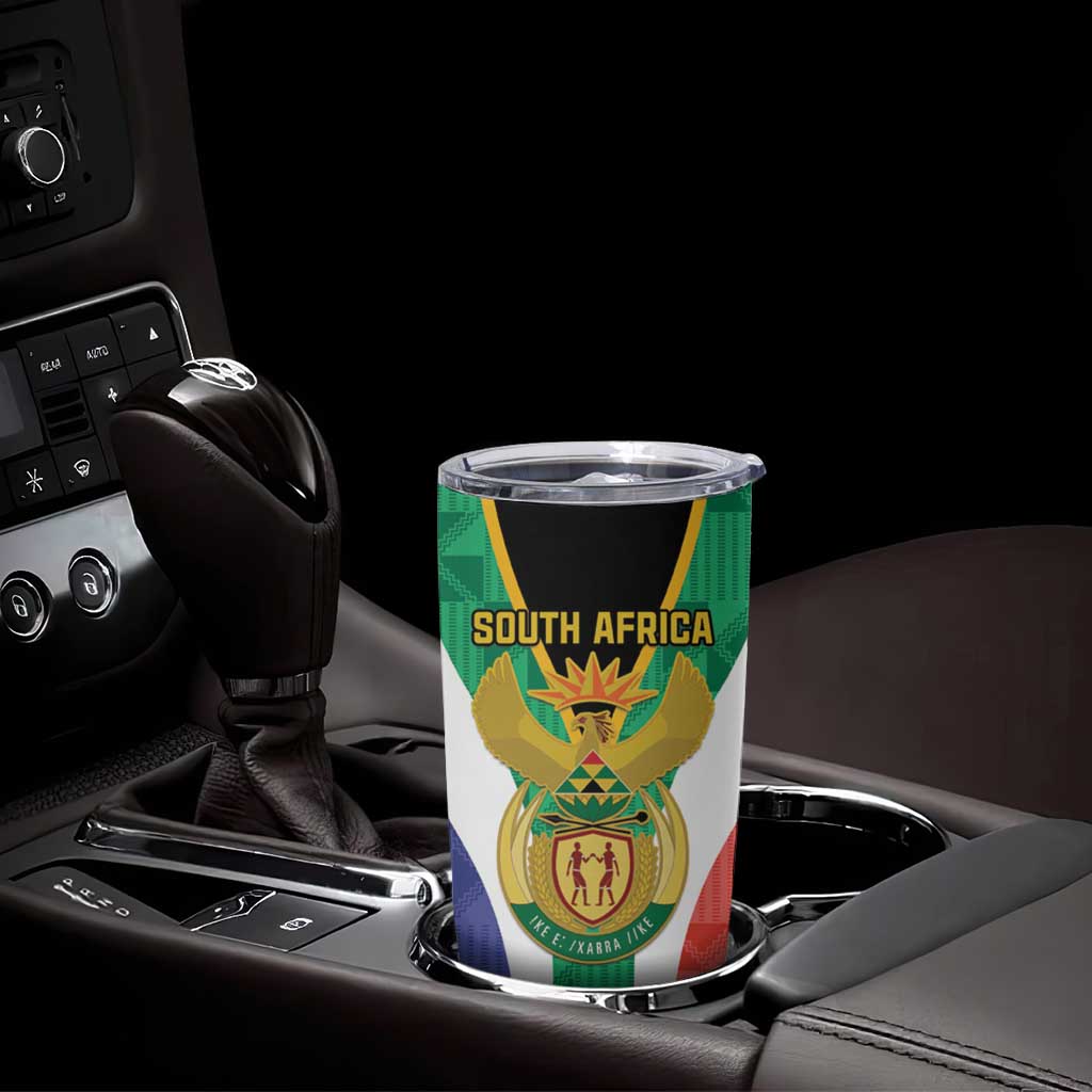 Personalised South Africa Tumbler Cup Coat Of Arms Flag Style
