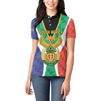 Personalised South Africa Women Polo Shirt Coat Of Arms Flag Style