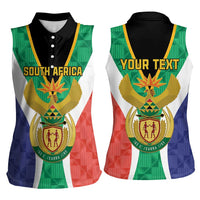 Personalised South Africa Women Sleeveless Polo Shirt Coat Of Arms Flag Style