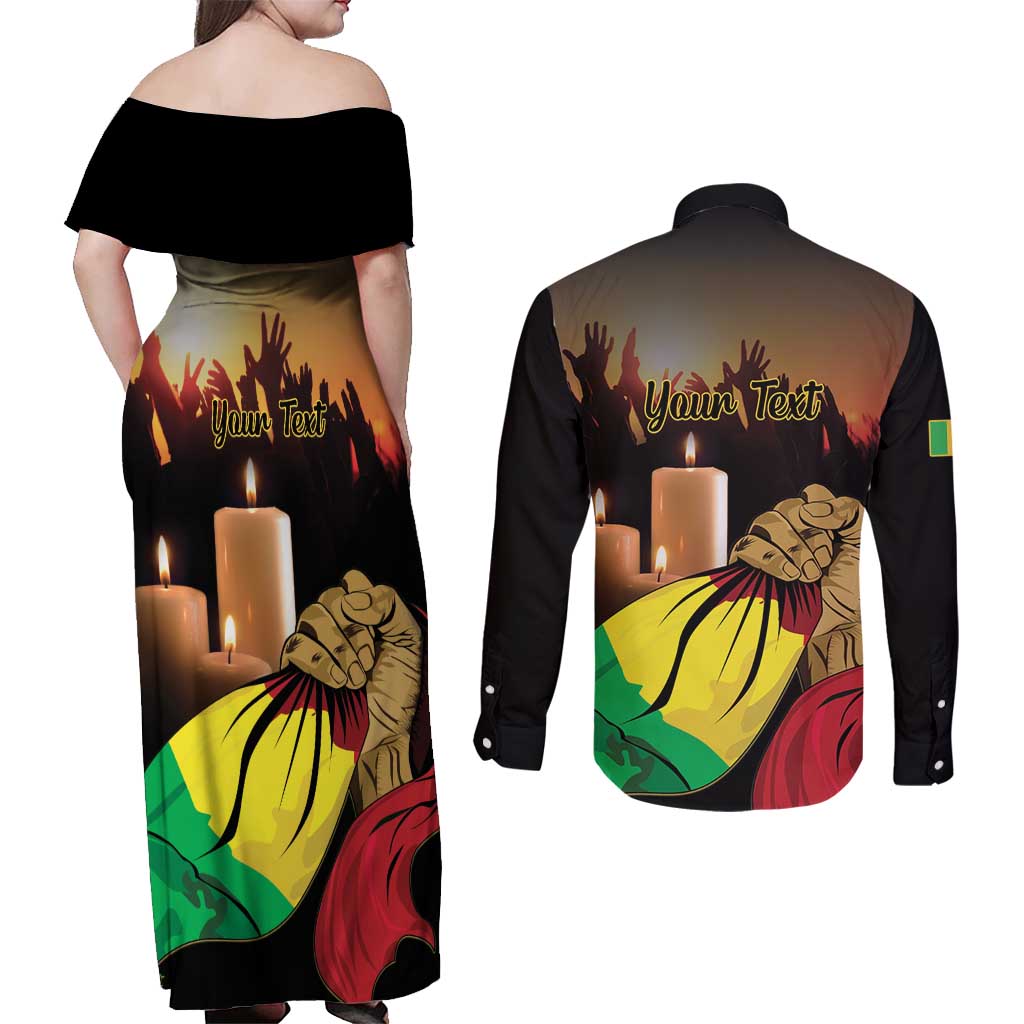 Personalised Mali Martyrs Day Couples Matching Off Shoulder Maxi Dress and Long Sleeve Button Shirt 26 March