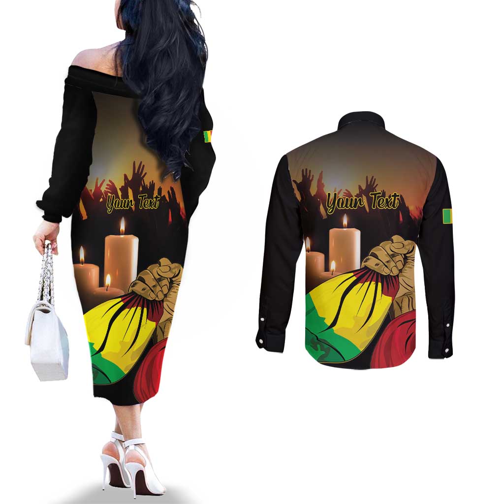 Personalised Mali Martyrs Day Couples Matching Off The Shoulder Long Sleeve Dress and Long Sleeve Button Shirt 26 March