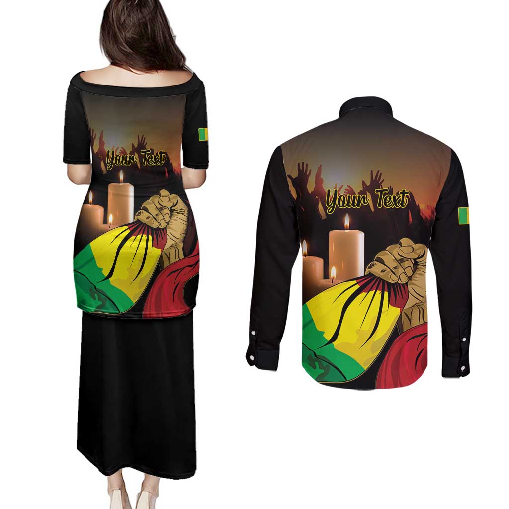 Personalised Mali Martyrs Day Couples Matching Puletasi and Long Sleeve Button Shirt 26 March