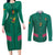 Custom Cameroon Football Couples Matching Long Sleeve Bodycon Dress and Long Sleeve Button Shirt Waka Waka - This Time For Africa