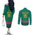 Custom Cameroon Football Couples Matching Off The Shoulder Long Sleeve Dress and Long Sleeve Button Shirt Waka Waka - This Time For Africa