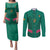 Custom Cameroon Football Couples Matching Puletasi and Long Sleeve Button Shirt Waka Waka - This Time For Africa